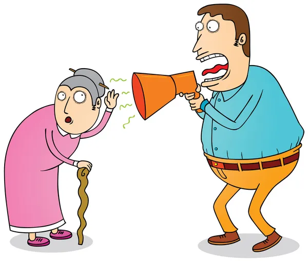 Deaf grandma — Stock Photo, Image