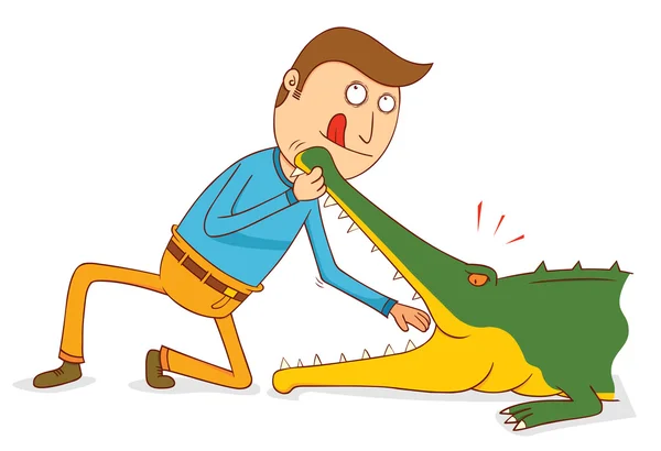 Crocodile Show-Do not try this at home — Stock Photo, Image