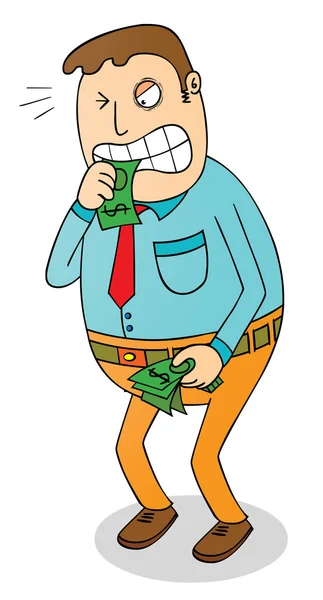 Man biting money — Stock Vector