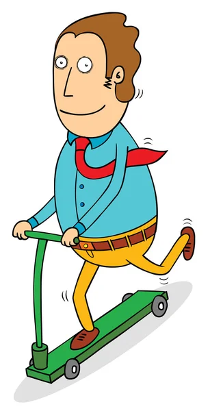 Hombre en scooter — Vector de stock