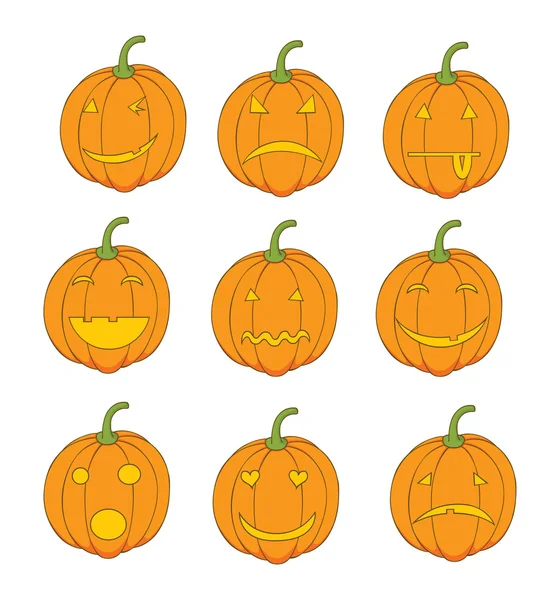 Emoticones de calabaza — Vector de stock