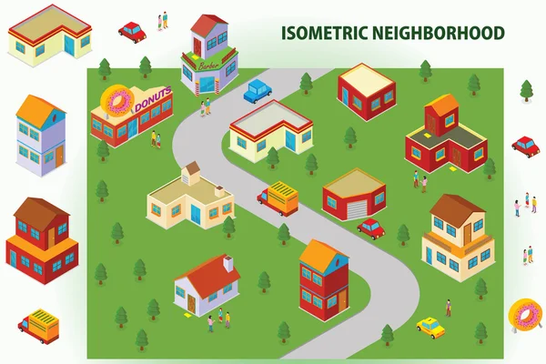 Isometrische Nachbarschaft — Stockvektor
