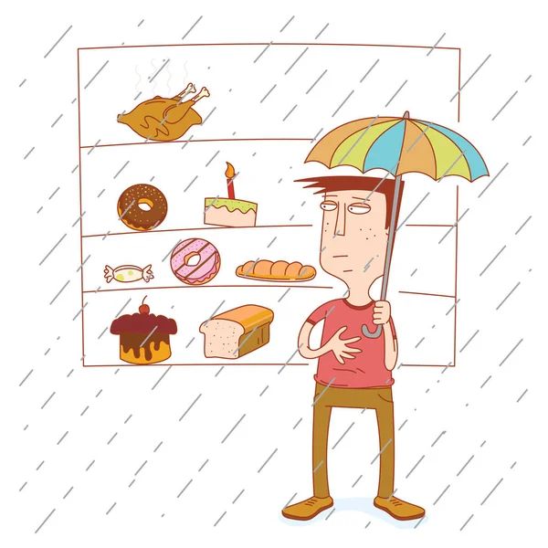 Hungry Man Rain — Stock Vector