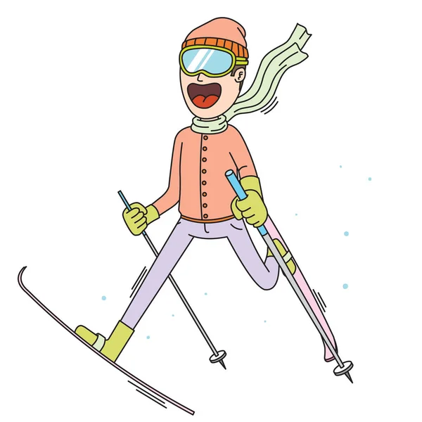 快乐的人在雪地冲浪 免版税图库矢量图片