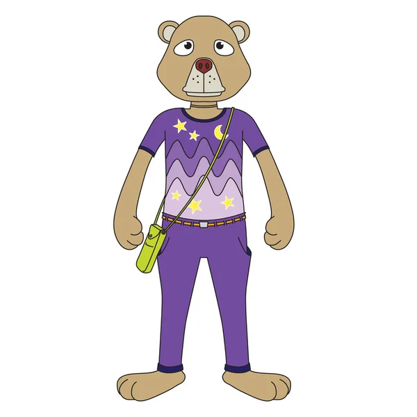 Humanoid Bear Mascot Bag — 스톡 벡터