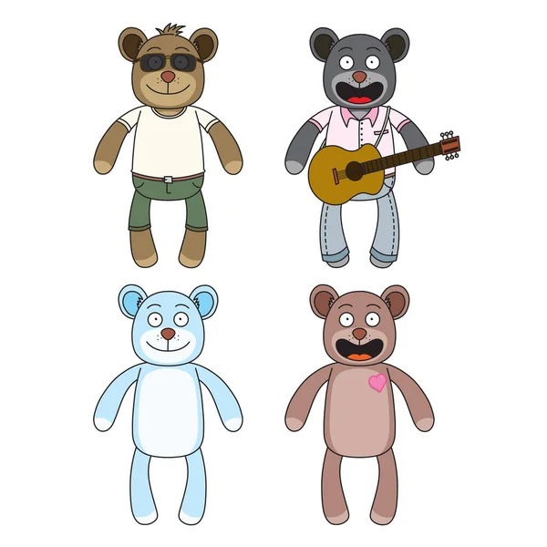 Set Bear Teddy Cute Mascots — Image vectorielle