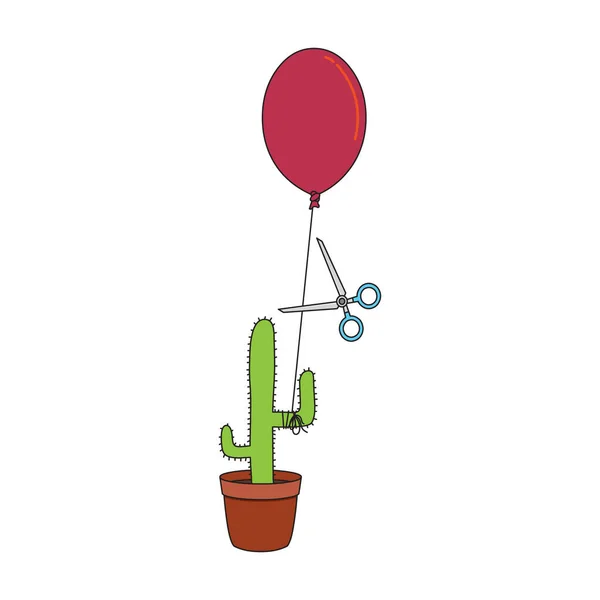 Relationship Balloon Cactus Scissor Vettoriale Stock