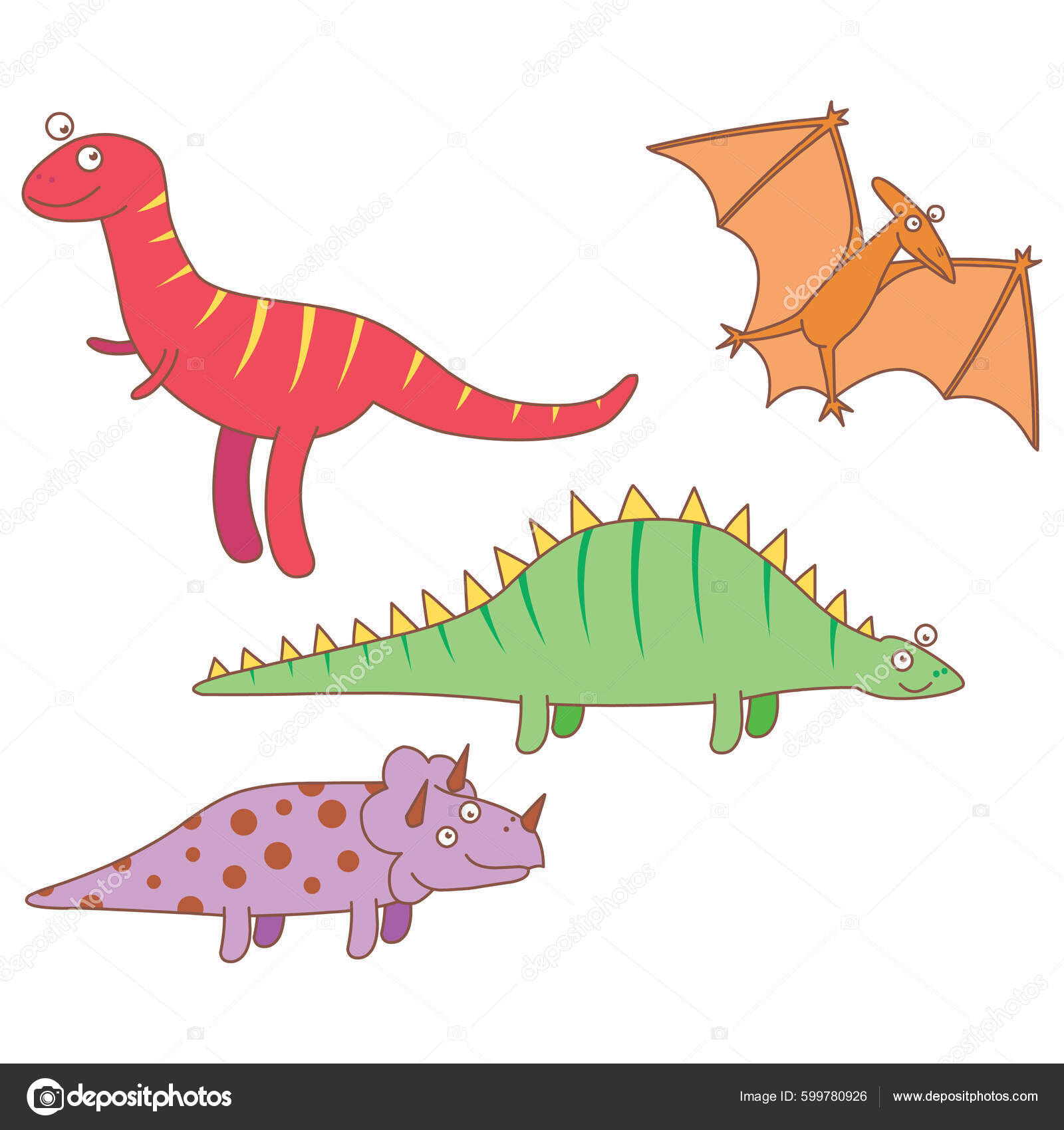 Conjunto Dinossauros Desenhos Animados imagem vetorial de zetwe© 599780926