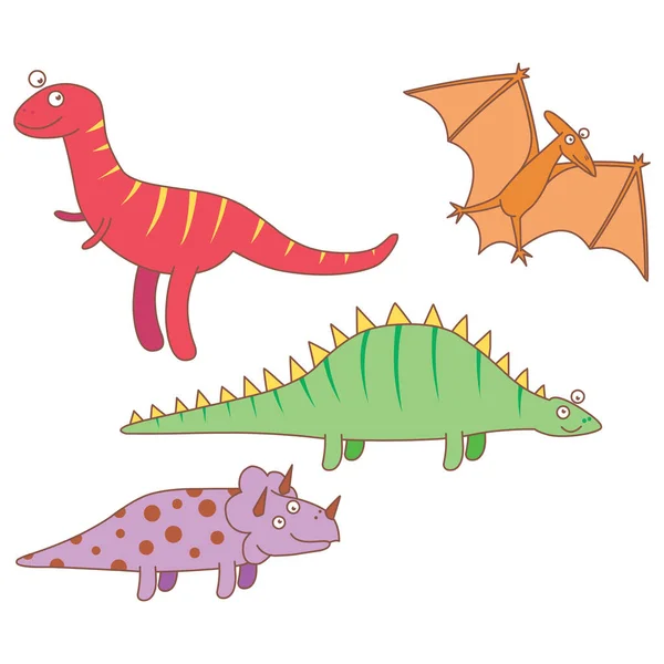 Set Cartoon Dinosaurs — Stock Vector