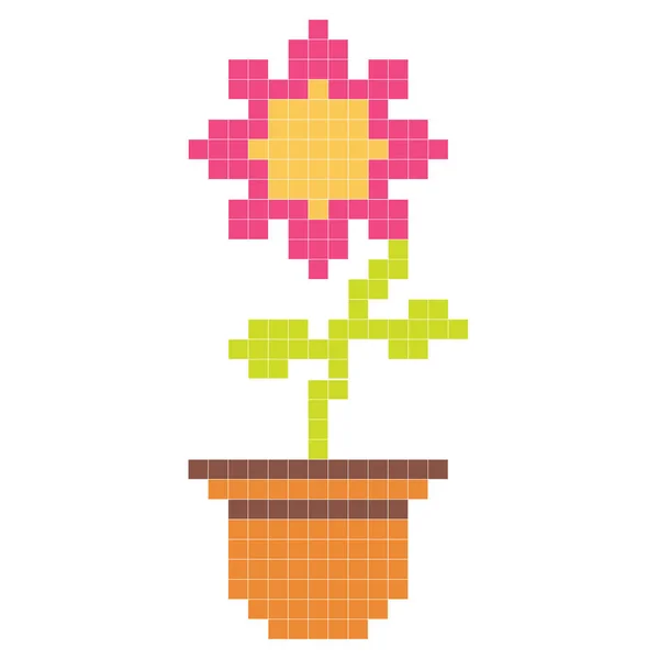 Бинарный Цветок Пикселей Банке — стоковый вектор