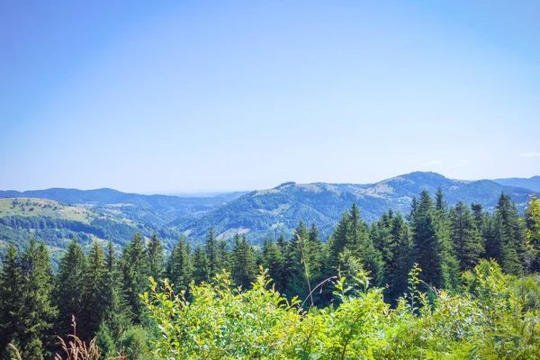 Pysanyj taşına giden dağların manzarası. Karpatlar.