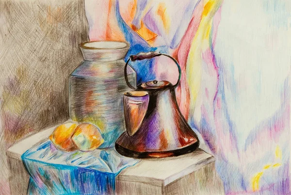 still life drawn in pencil