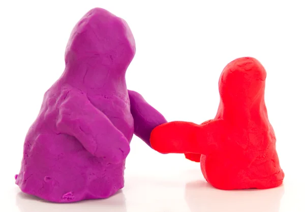 Modelling clay figures handshake — Stock Photo, Image