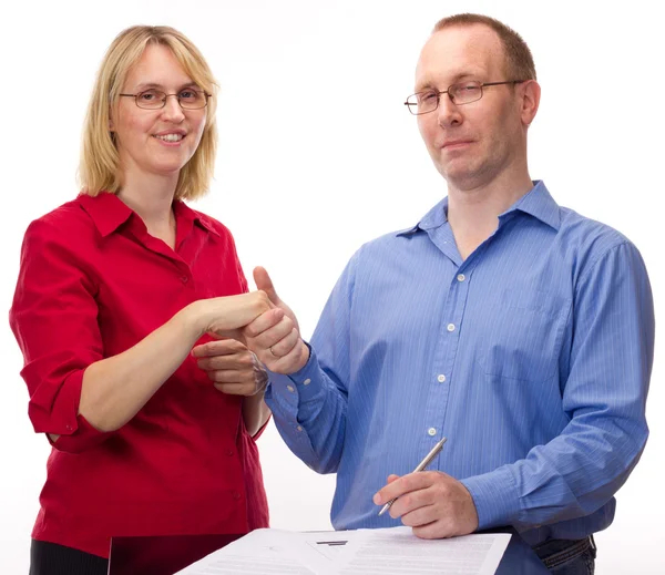 Person signing of an agreement — Stock Photo, Image