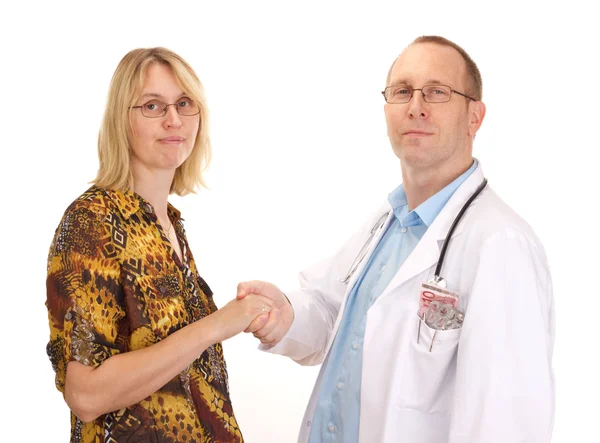 Läkare och patient handskakning — Stockfoto