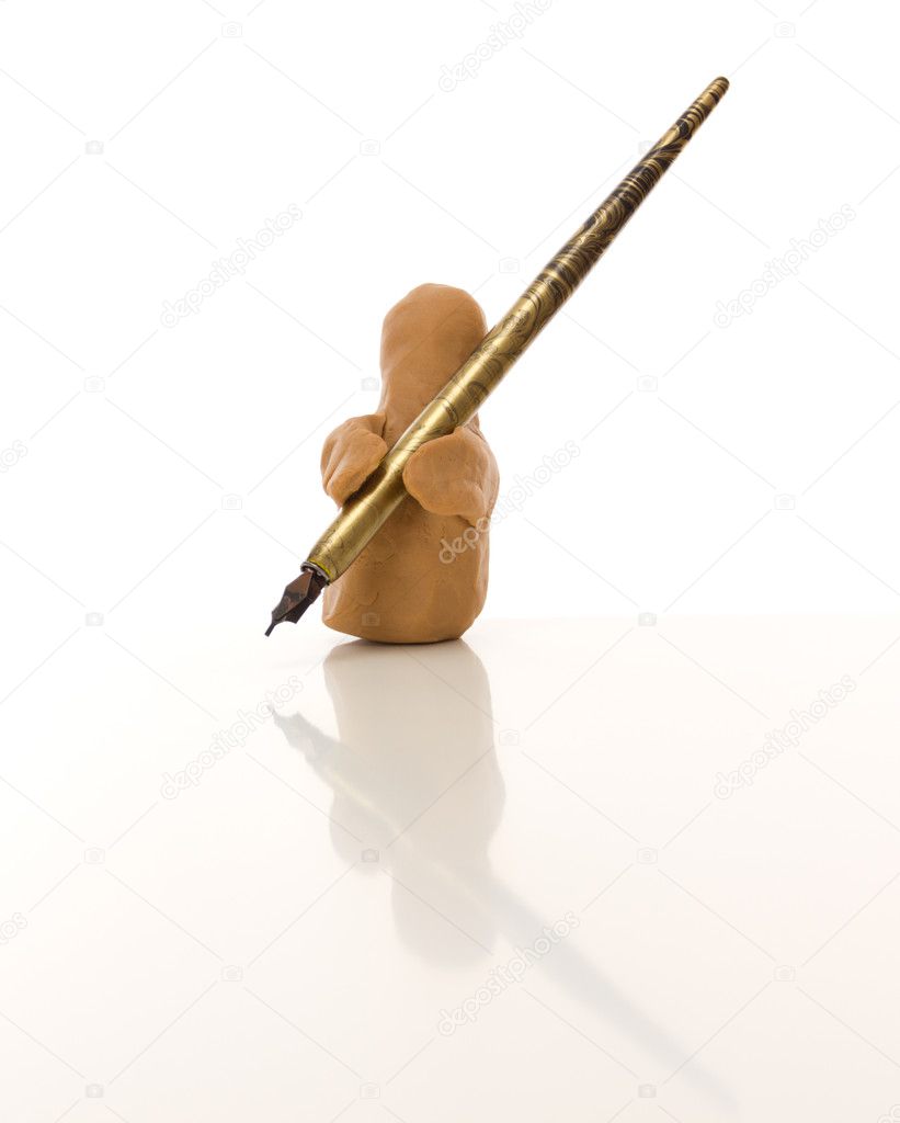 Modeling clay figure with a nib