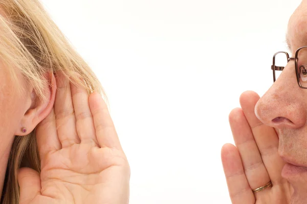 Man saying something to woman — Stock Photo, Image