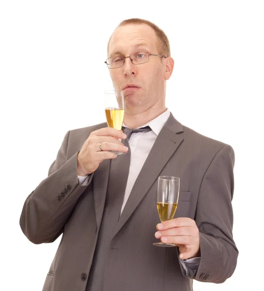 Zakelijke persoon die het drinken champagne — Stockfoto