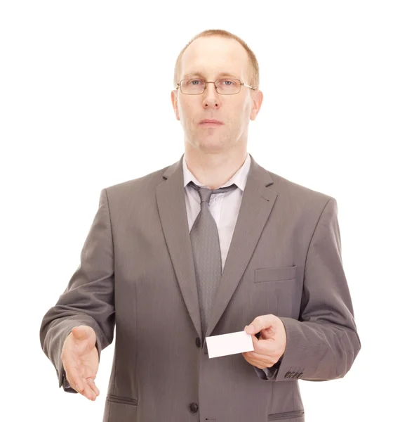 Business person showing visiting card — Stock Photo, Image