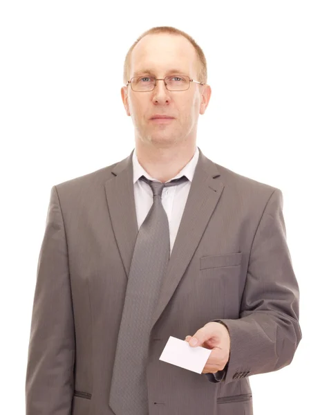 Persona de negocios mostrando tarjeta de visita —  Fotos de Stock