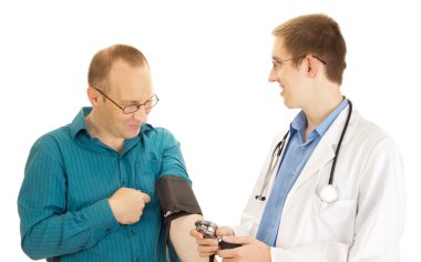 A young medical doctor examines a patient clipart