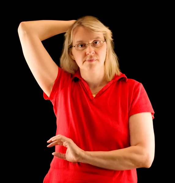 Een mooie vrouw in actie — Stockfoto