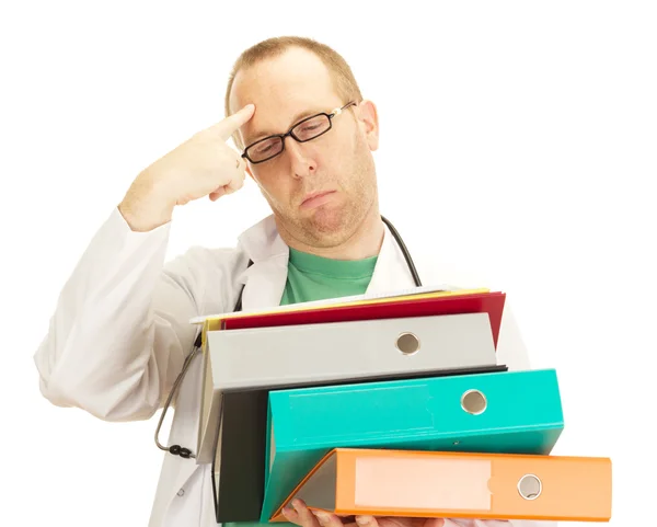 Medical doctor with a lot of work — Stock Photo, Image