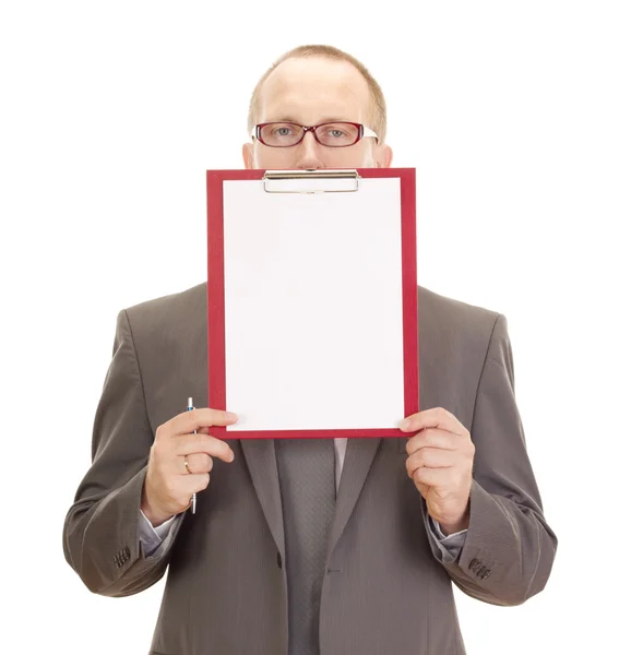 Business person with clipboard — Stock Photo, Image