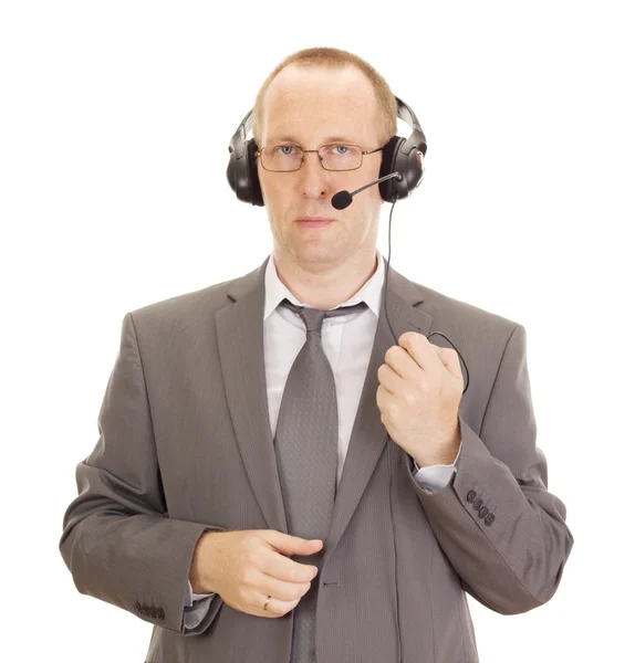 Persona d'affari con headset — Foto Stock
