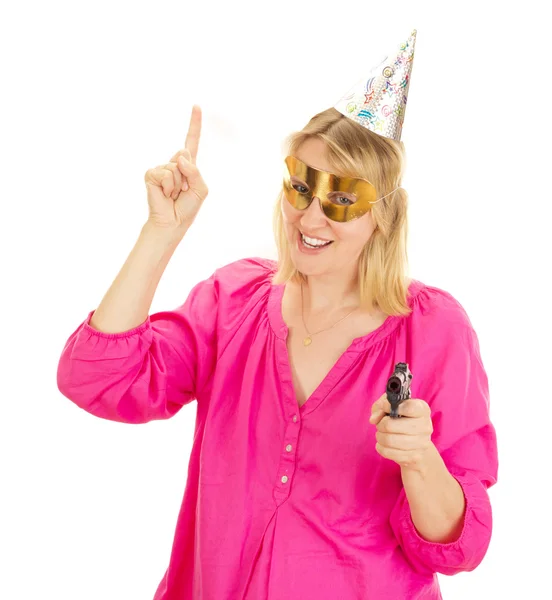 A beautiful woman with a gun — Stock Photo, Image