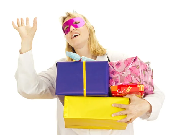 Party doctor with some gifts — Stock Photo, Image