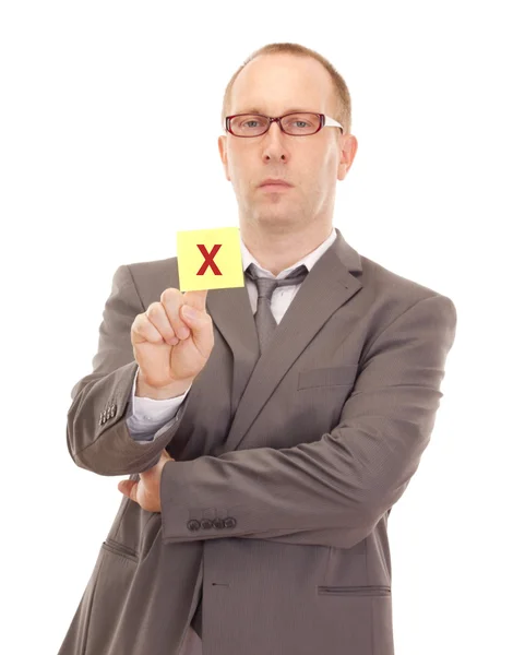 Business person showing removable note — Stock Photo, Image
