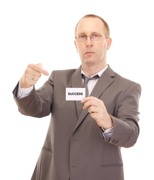 Business person showing visiting card — Stock Photo, Image