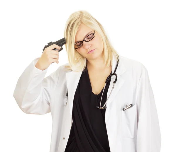 Läkare med en pistol — Stockfoto
