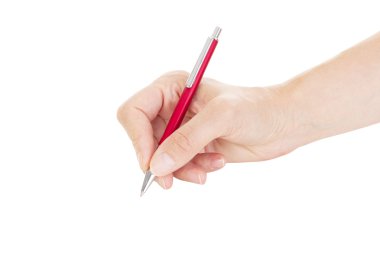 Beyaz arka plan üzerinde izole kalem ile el