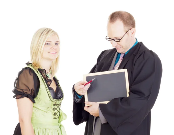 Profesor učí, student — Stock fotografie