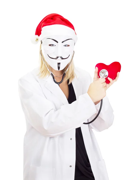 Médecin avec un mec fawkes masque — Photo