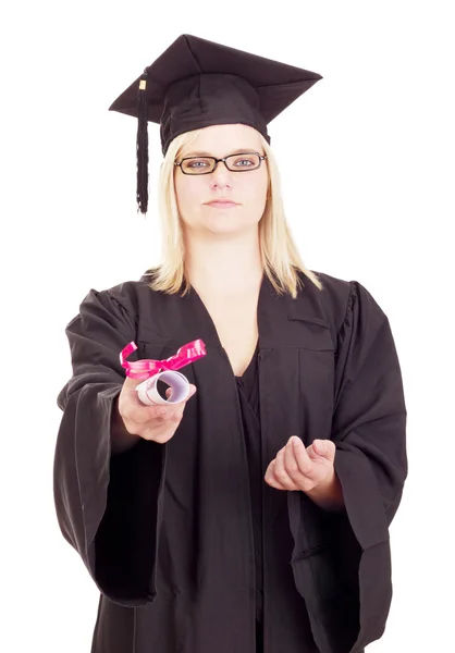 Studentessa con il suo diploma — Foto Stock