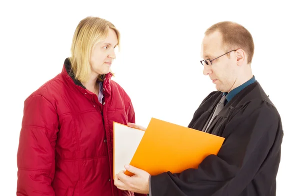 Advocaat en cliënt analyse van sommige documenten — Stockfoto