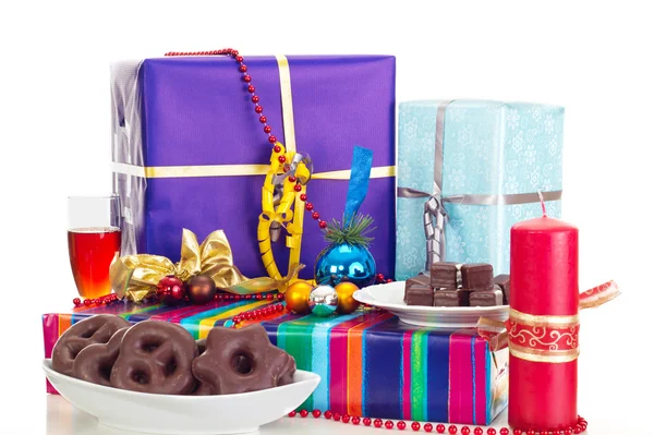 A decorated table for christmas eve — Stock Photo, Image