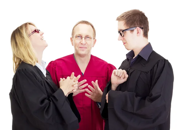 Three jurists debate about a lawsuit — Stock Photo, Image