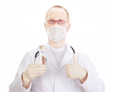 Medical doctor with test tubes clipart