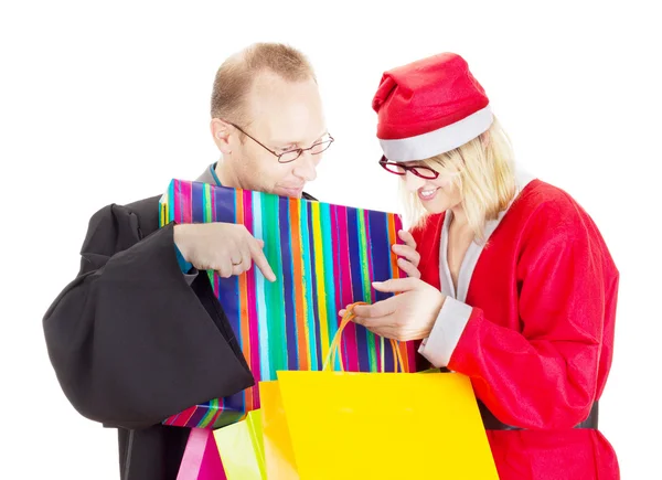 Lawyer getting gift from santa claus — Stock Photo, Image