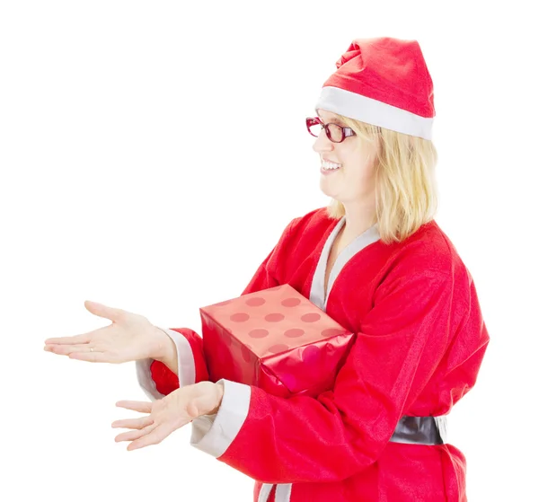 Santa claus catching gift — Stock Photo, Image
