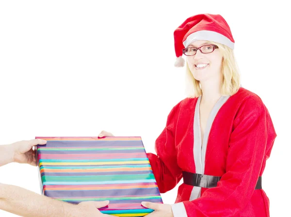 Santa claus getting gift — Stock Photo, Image