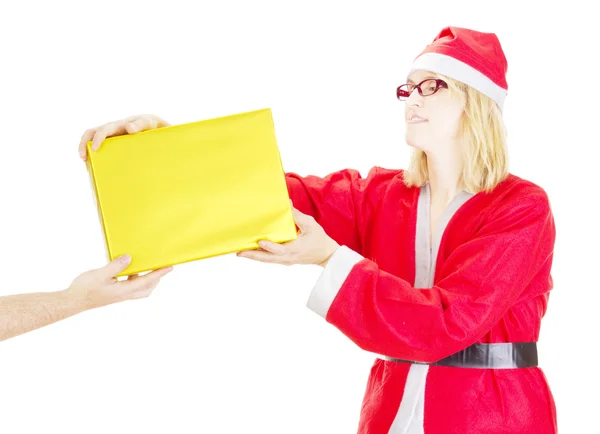 Santa Claus recibiendo regalo — Foto de Stock