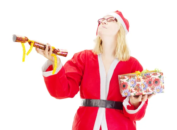 Santa claus juggling with gifts — Stock Photo, Image