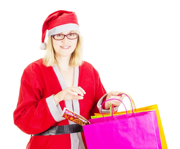 Santa Claus con bolsas — Foto de Stock