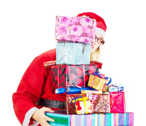 Santa claus with a lot of gifts — Stock Photo, Image