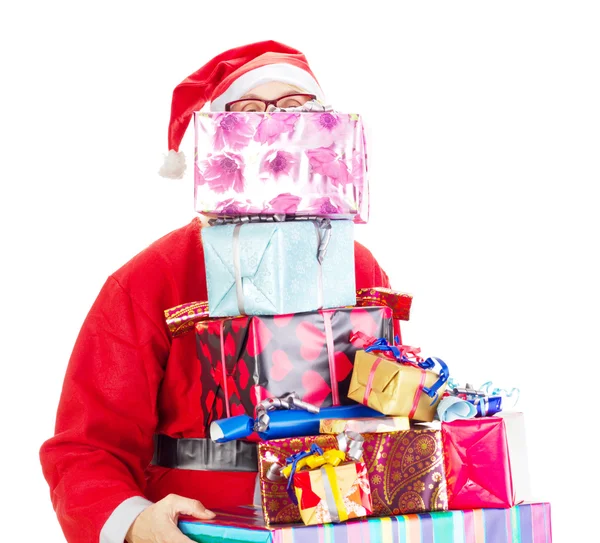 Santa claus with a lot of gifts — Stock Photo, Image